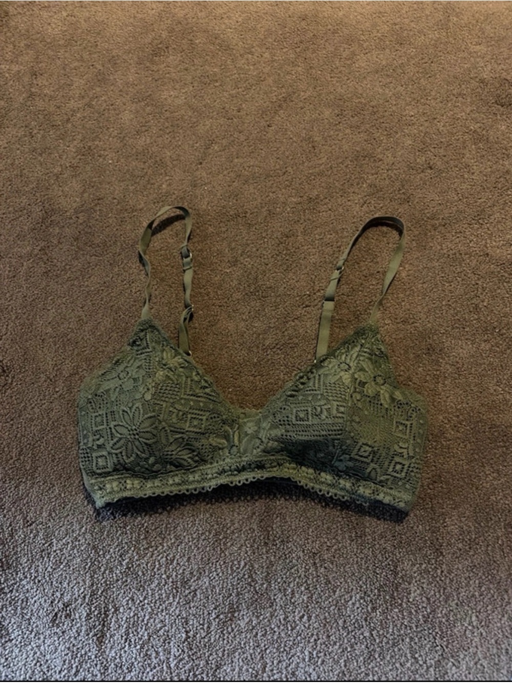 No Boundaries Olive Lace Bralette with Floral Crochet